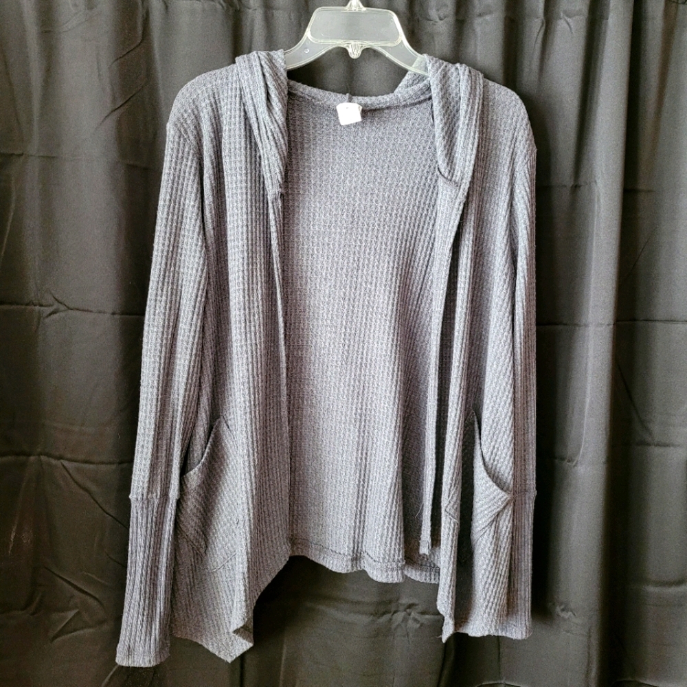 Grey waffle hooded sweater
